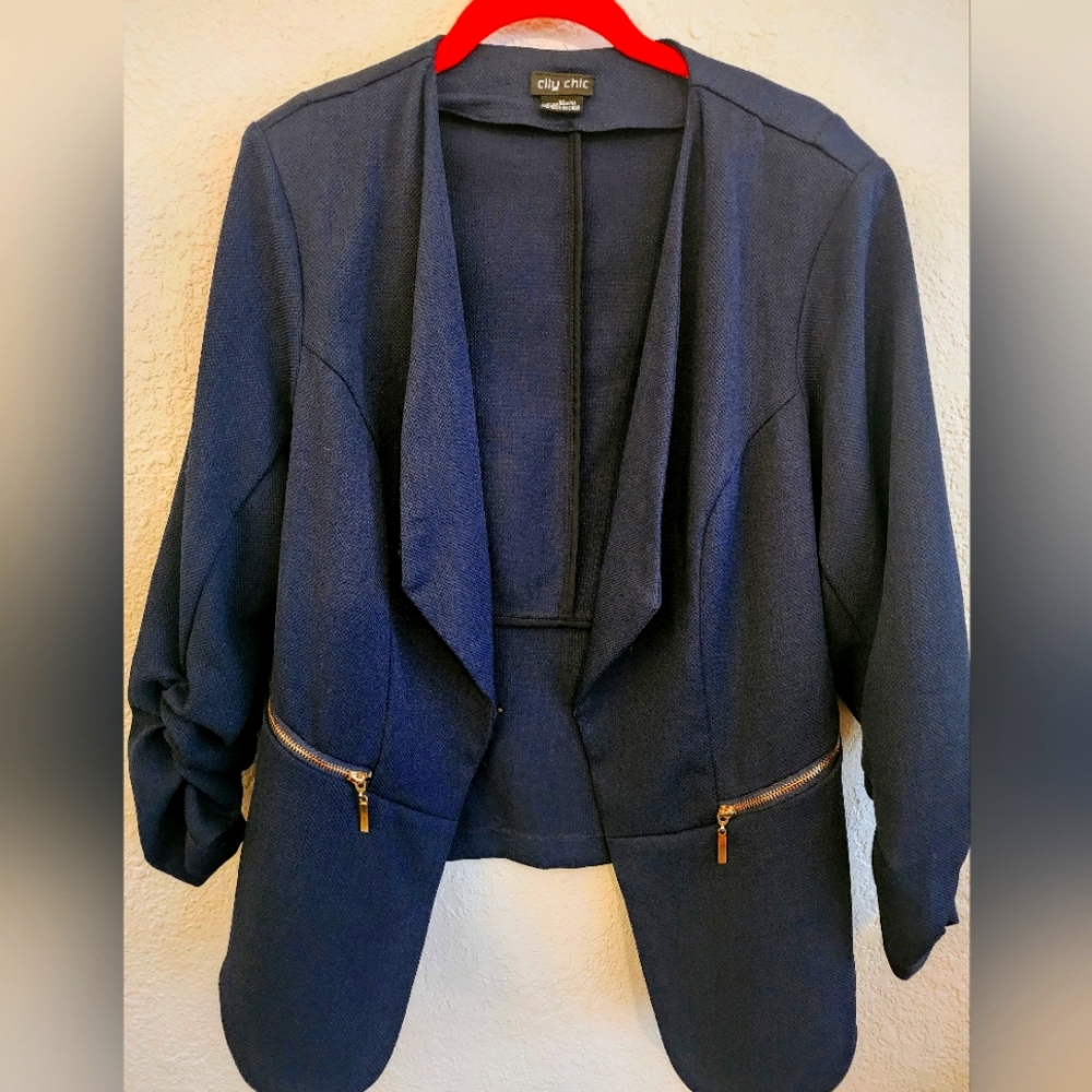 City Chic Navy Cropped Blazer